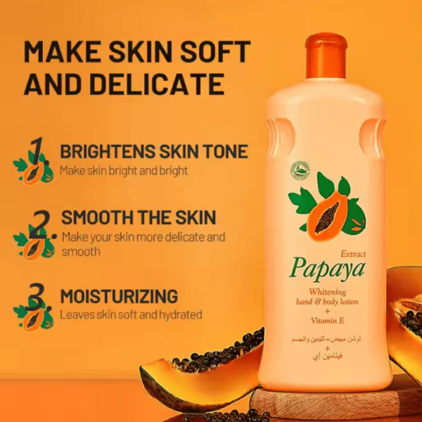 Organic Papaya Vitamin E Whitening Body Lotion – 300ml Skin Brightening Moisturizer - Image 3