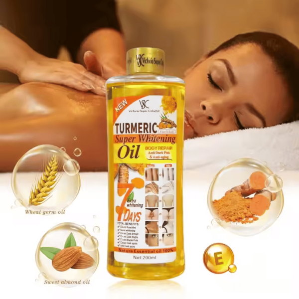 Turmeric Oil 200ml Skin Whitening Oil Face & Body Repair Lightening Moisturizer Carrot Almond Massage Essential Oil