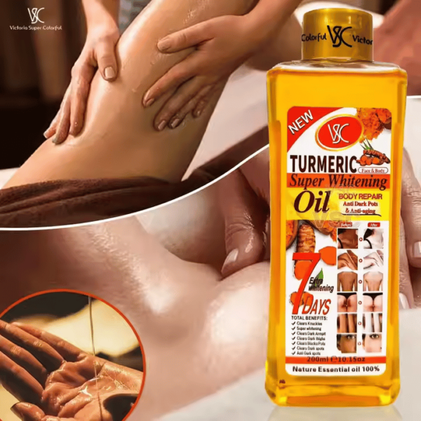 Turmeric Oil 200ml Skin Whitening Oil Face & Body Repair Lightening Moisturizer Carrot Almond Massage Essential Oil - Image 2