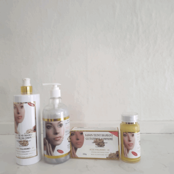 Lait Teint Glutathione Comprime Diamant Full Skincare Set – Strong Whitening Lotion, Serum, Face Cream, Body Wash, Soap & 40g Glutathione Powder - Image 4