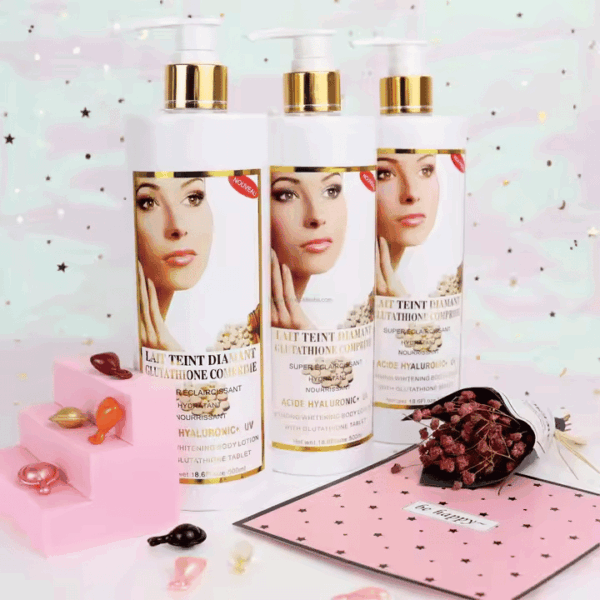 Lait Teint Diamant Organic Gluta Comprime Whitening Hyaluronic Acid Collagen Peeling Body Lotion 500ml - Image 2