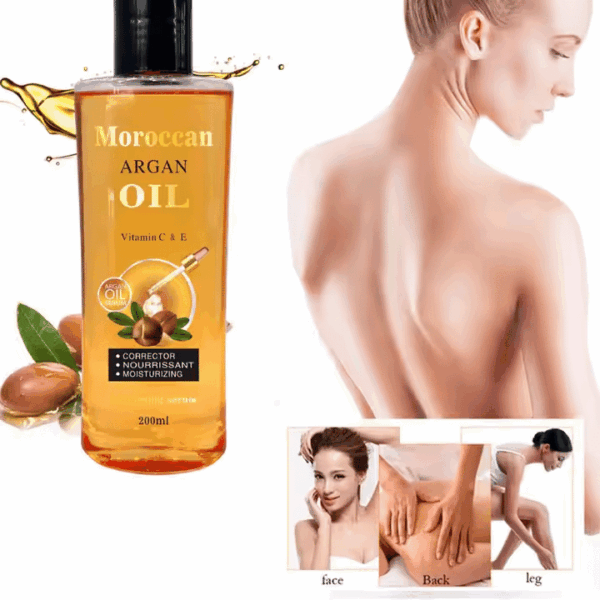 Natural Organic Vitamin C&E Face and Body Massage Moisturizing Morocco Argan Oil Serum Oil 200ml - Image 3