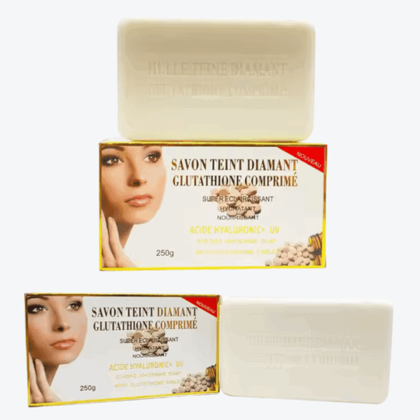OEM Change Logo Savon Teint Diamant Skin Glutathion Comprime Strong Whitening Snow Skin for Black Skin White Bar Soap 250g