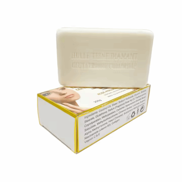 OEM Change Logo Savon Teint Diamant Skin Glutathion Comprime Strong Whitening Snow Skin for Black Skin White Bar Soap 250g - Image 3