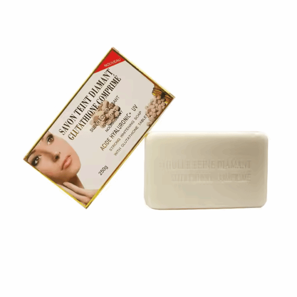 OEM Change Logo Savon Teint Diamant Skin Glutathion Comprime Strong Whitening Snow Skin for Black Skin White Bar Soap 250g - Image 4