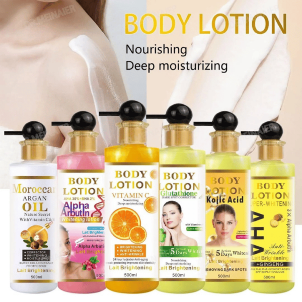 Best Whitening Body Lotion Skin Care Arbutin Kojic Gluta Turmeric Hydrating Body Milk AHA Carrot Anti Aging Lightening Cream - Image 4