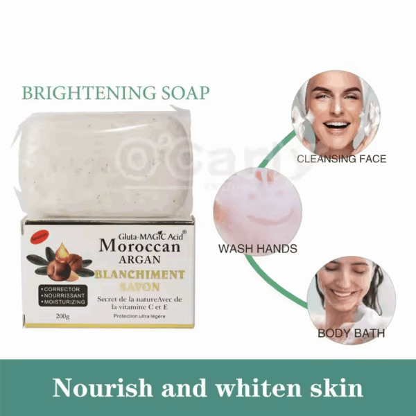 Wholesale Organic Moroccan Argan Oil Deep Cleansing Whitening Bath Soap – Acne & Dark Spot Remover - Image 4