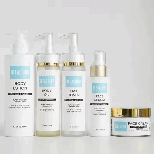 Fast Bleaching Whitening Skin Care Set – Serum, Toner, Body Oil, Lotion & Niacinamide Cream
