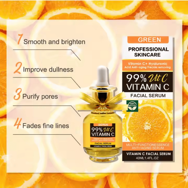 Vitamin C Serum for Face – Brightening & Anti-Aging Serum with Retinol, Green Tea & Shea Butter (30ml) - Image 2