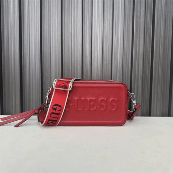 Guess Mackendra Mini Crossbody – Sand Solid Color Adjustable Strap Bag - Image 3