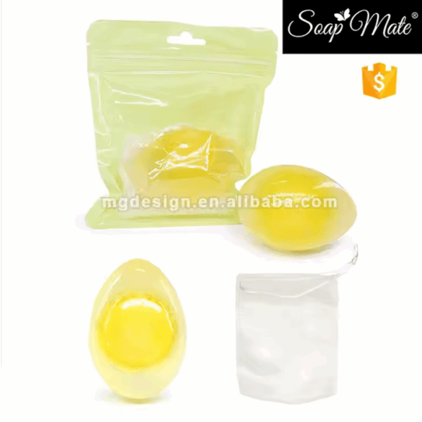 OEM Macaroon Color Transparent Self-sealing Bag Collagen Egg Soap – Moisturizing & Whitening Handmade Natural Soap - Image 3