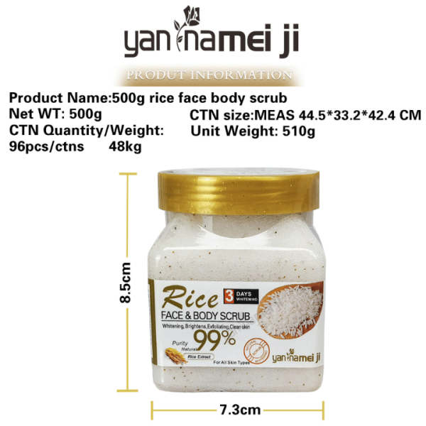 Factory Wholesale Rice Wheat Body Scrub – Organic Whitening Exfoliating Sea Salt & Sugar Moisturizing Scrub for Face and Body - Image 4