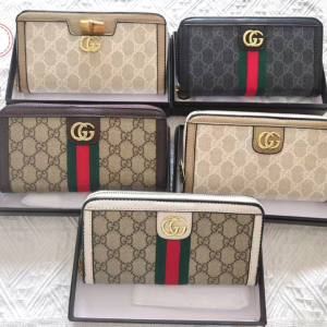 Gucci Ophidia GG Canvas Leather-Trimmed Wallet with Web Stripe & Double G