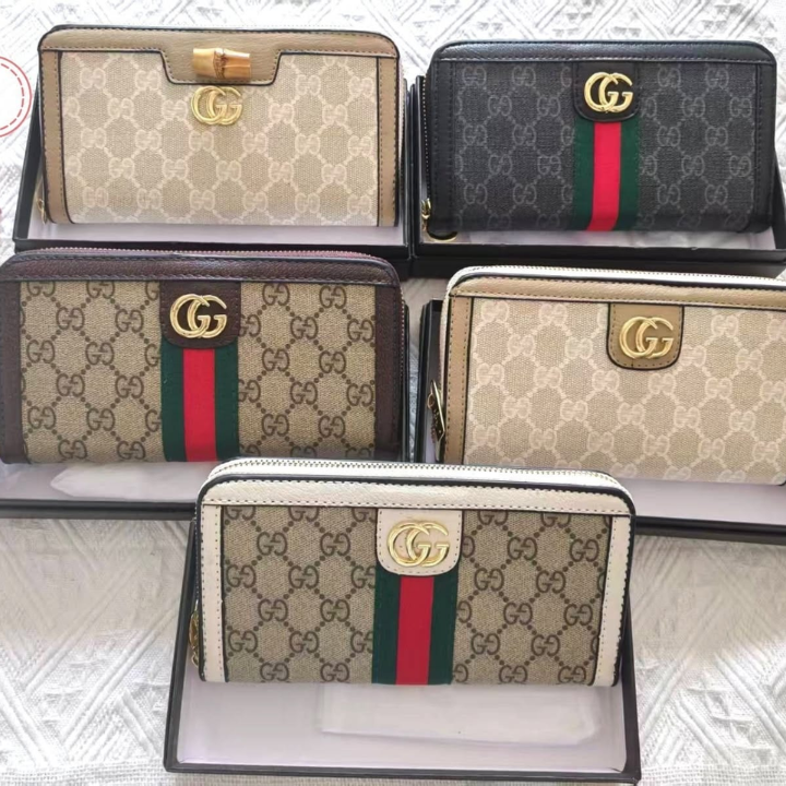 Gucci Ophidia GG Canvas Leather-Trimmed Wallet with Web Stripe & Double G
