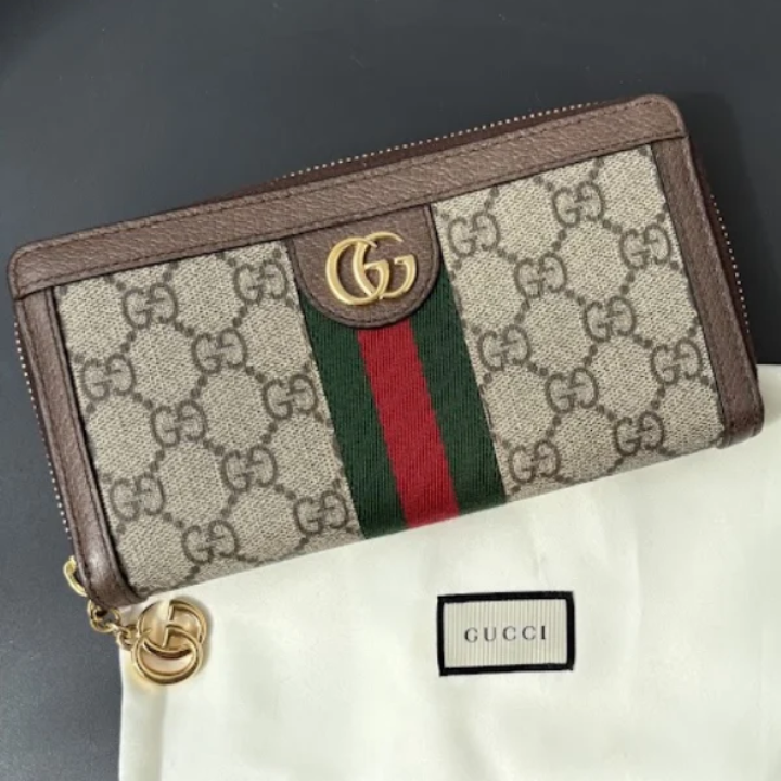 Gucci Ophidia GG Canvas Leather-Trimmed Wallet with Web Stripe & Double G - Image 2